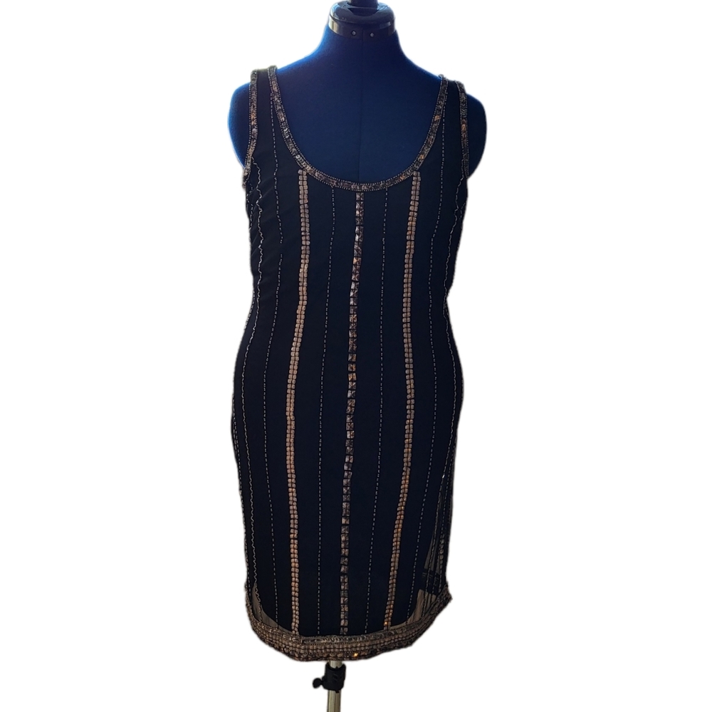 Angie Black Shift Dress with Sequins
